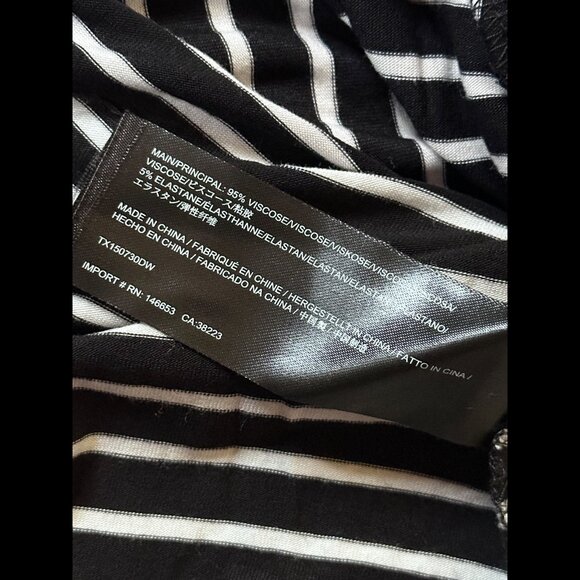 The Fifth Dress Medium Women Black White Asymmetrical Hem Fabric Stretch Bodycon - Picture 7 of 7